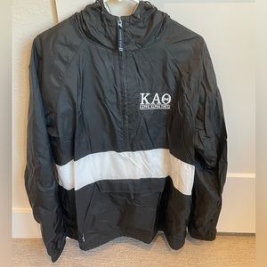 KAO sorority black and white rain jacket half zip